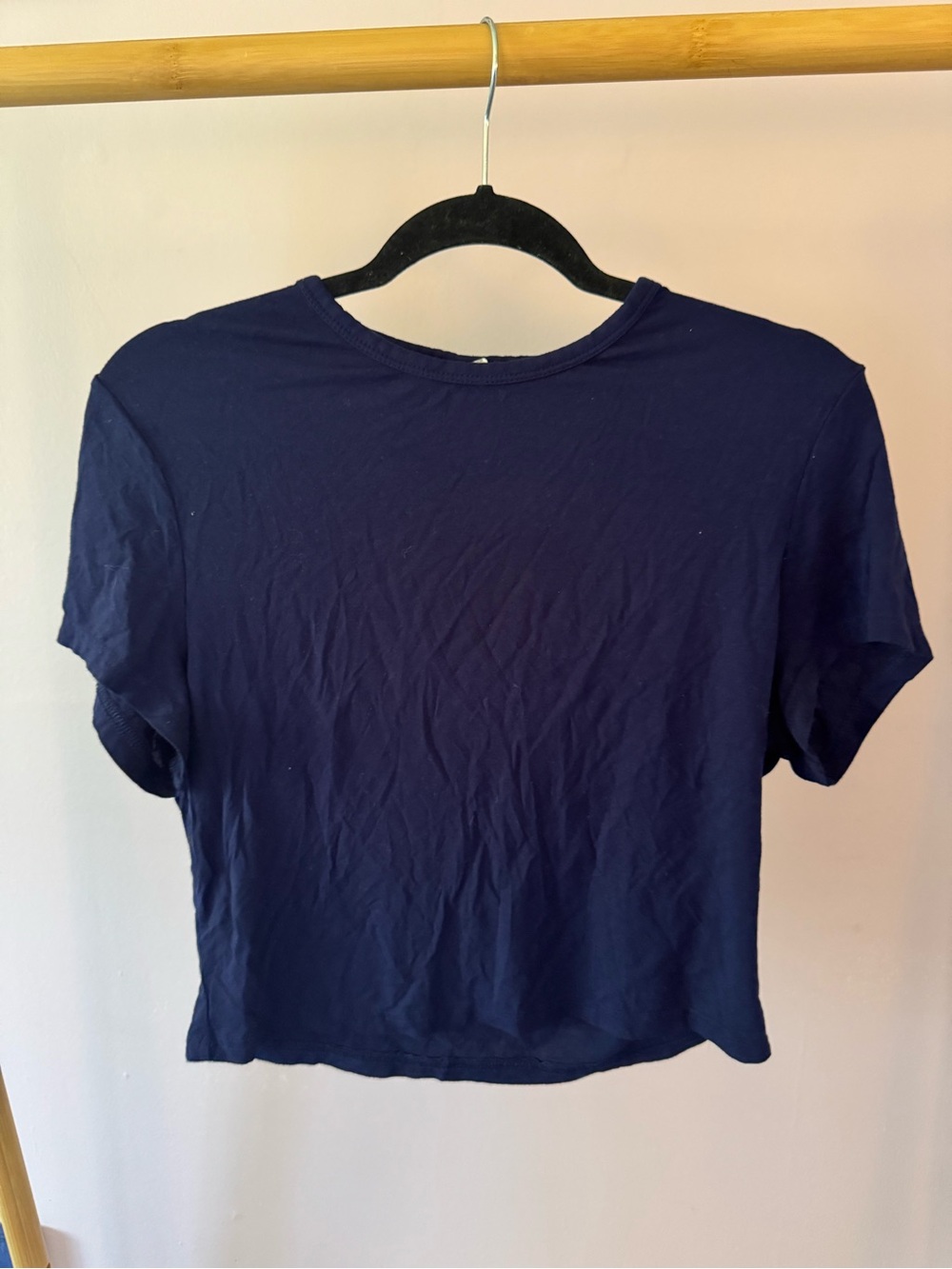 Navy Short-Sleeve Cropped Top - Women